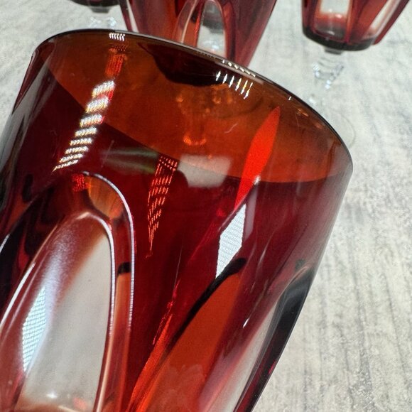 Six (6) Cristal d'Arques Durand Gothic Ruby Red Wine Cordial Glasses - Picture 10 of 10